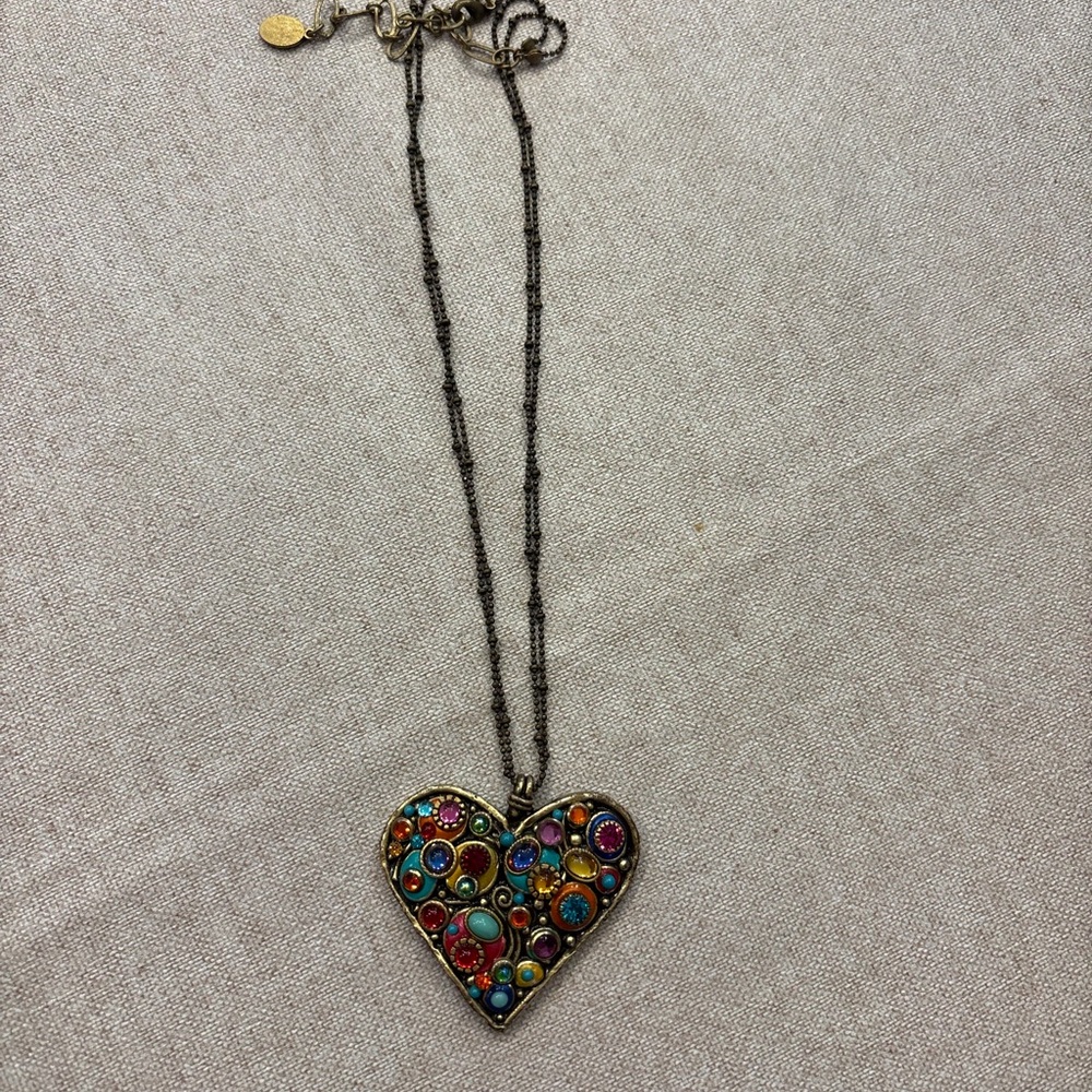Michal Golan Multicolor Heart Pendant Necklace